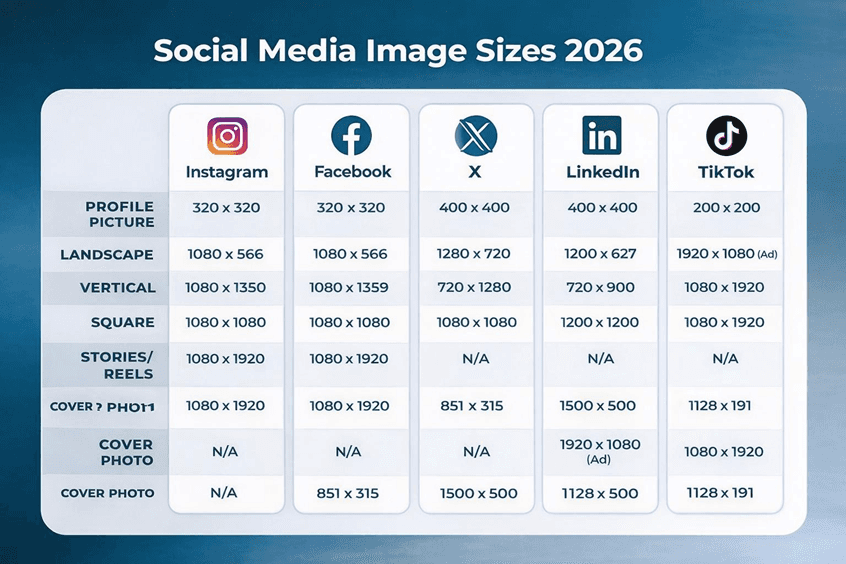 Social Media Image Sizes