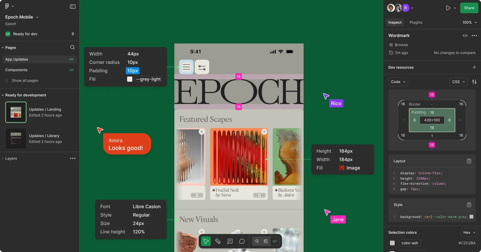 Figma interface used for collaborative interface and brand design