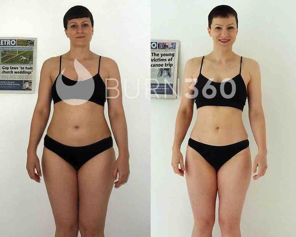 Kirsten's before and after photos (front)