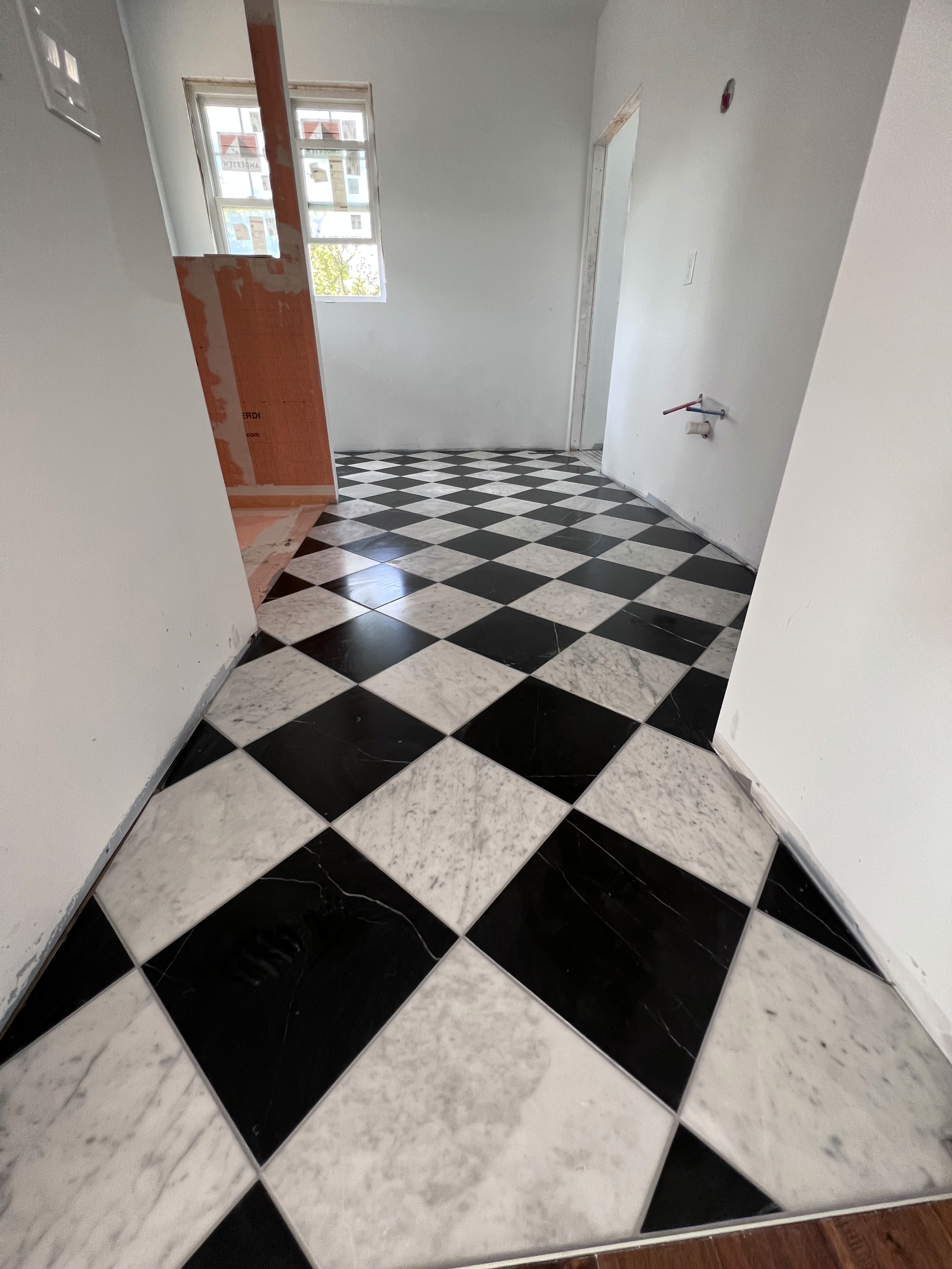 Natural Stone Checkerboard Design