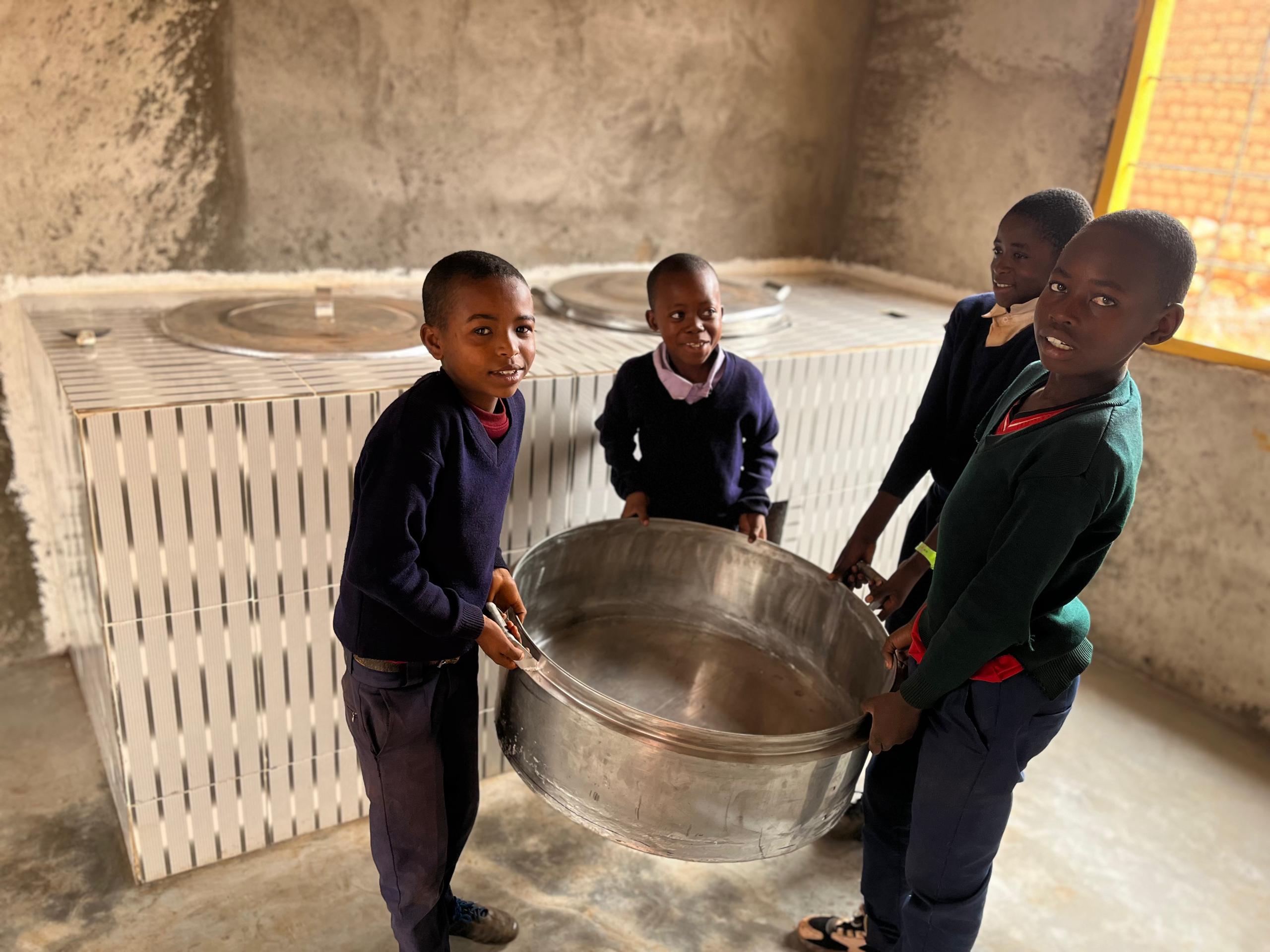 Kids with their new Stove