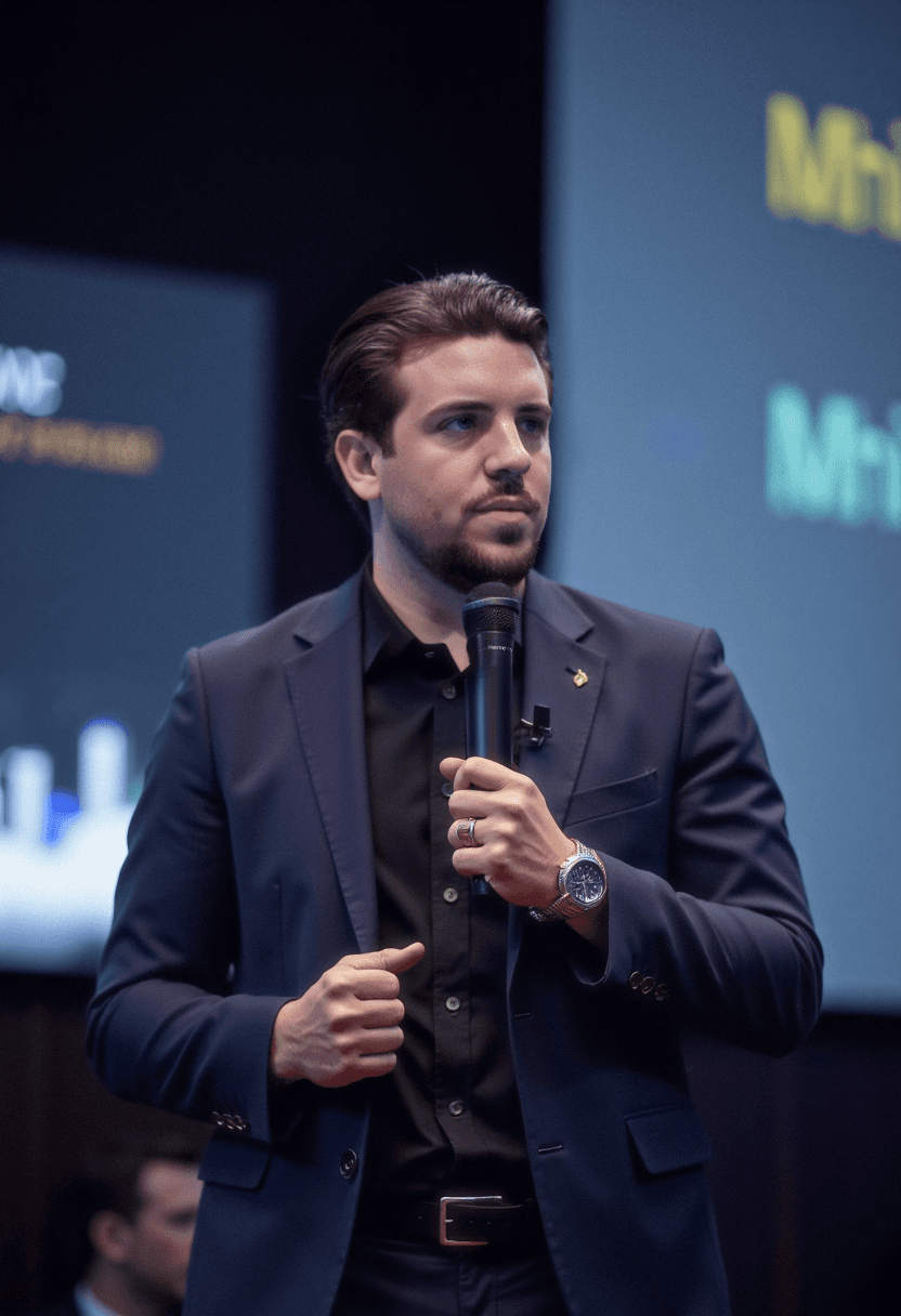 Black and white portrait of a smiling person with curly hair