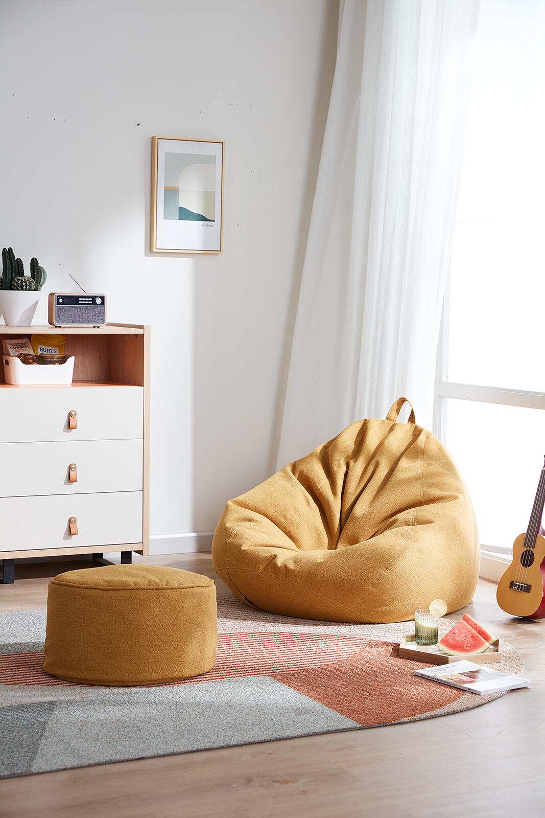 Bean bag chair lifestyle furniture photography by Lefty Studio