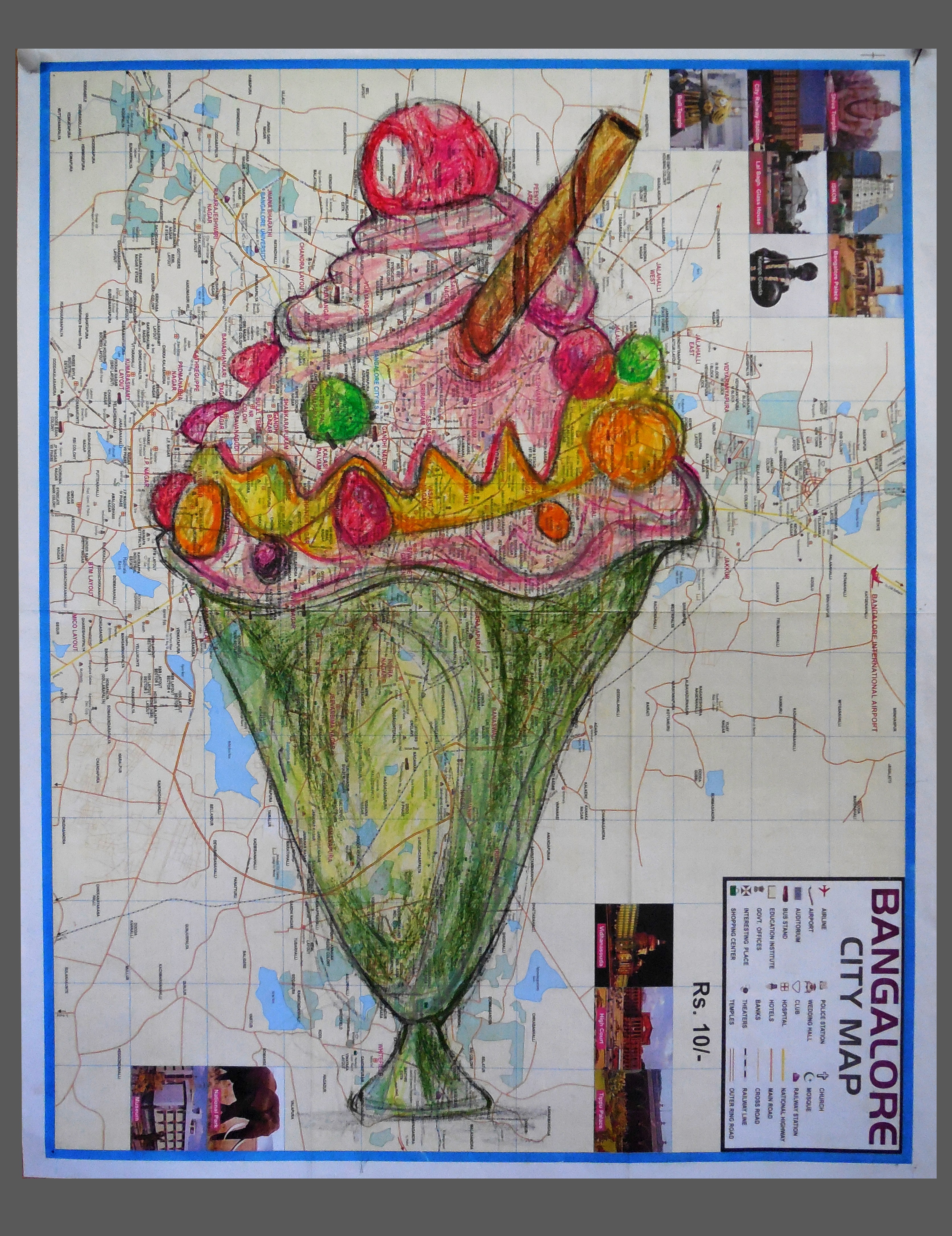 herd of sheep on road painting