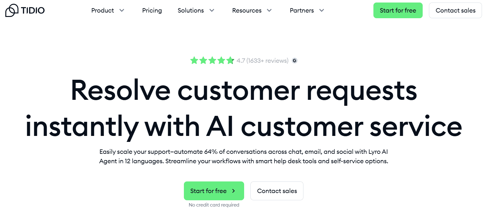 Tidio - Ecommerce Chatbot Examples