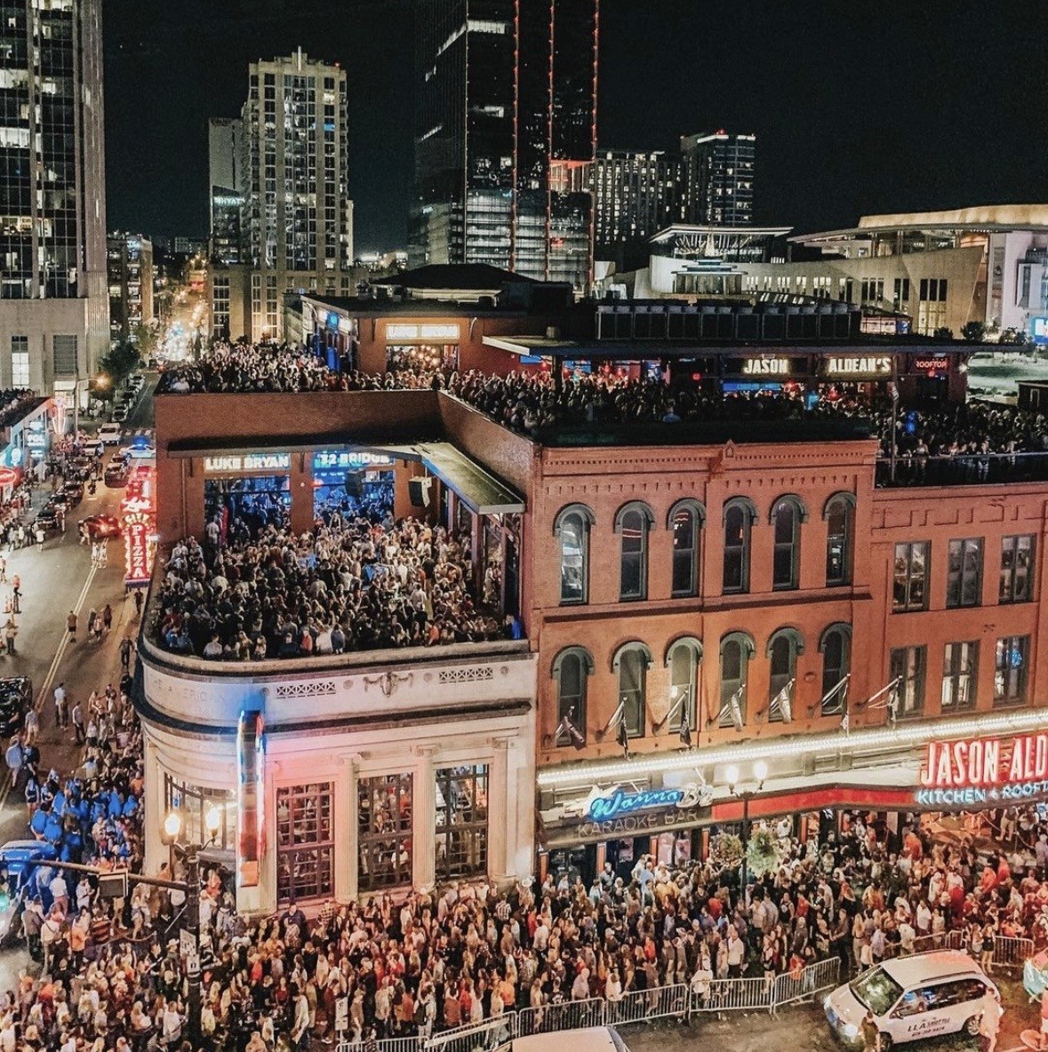 City street with crosswalks and parked bicycles