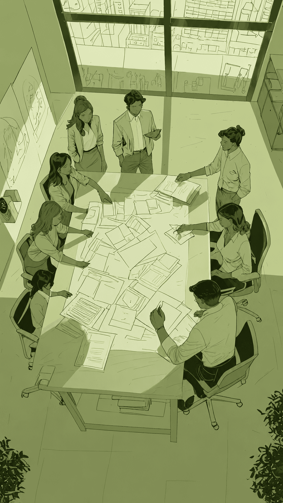 Team members working in an office