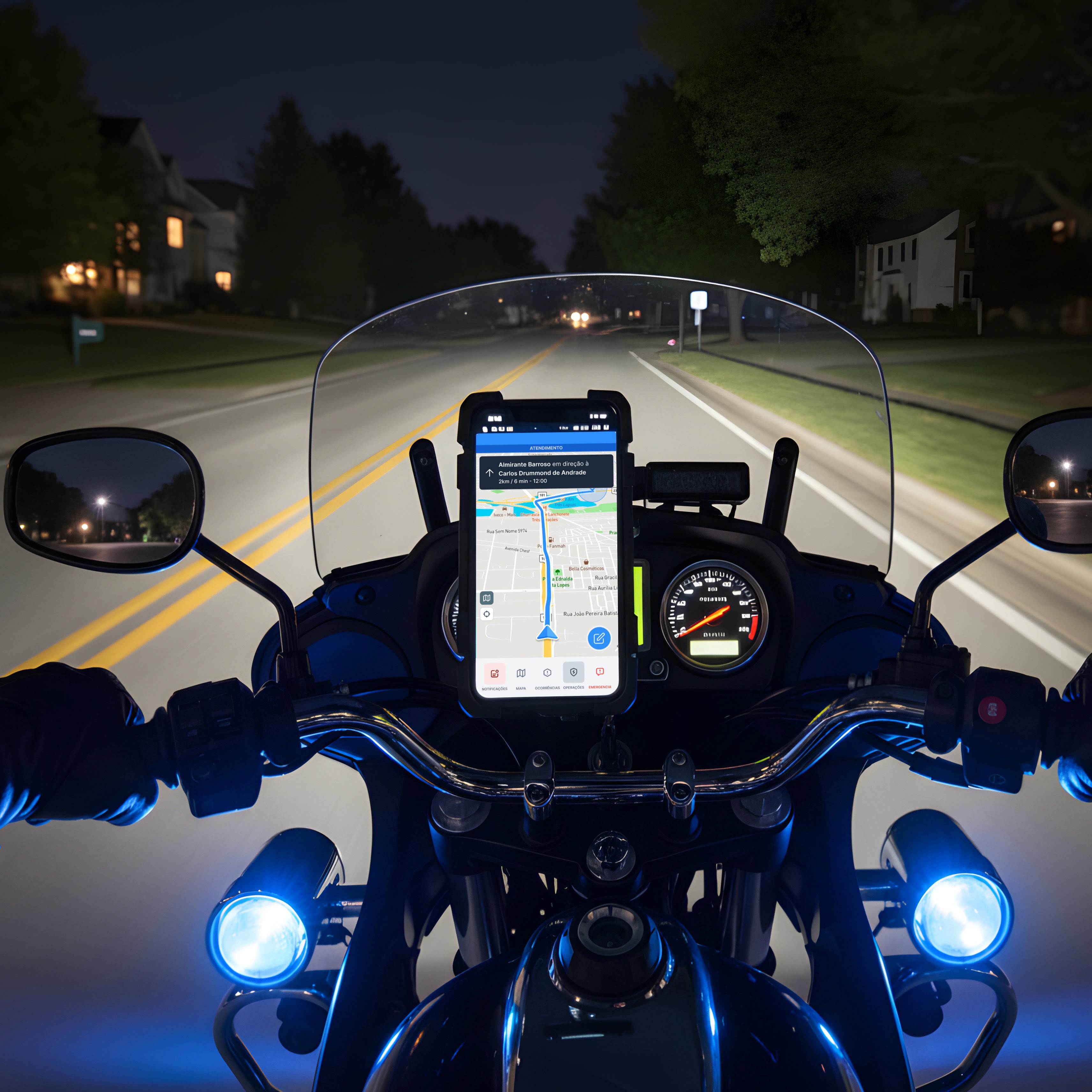 Imagem do GPS do sistema de segurança em uma moto