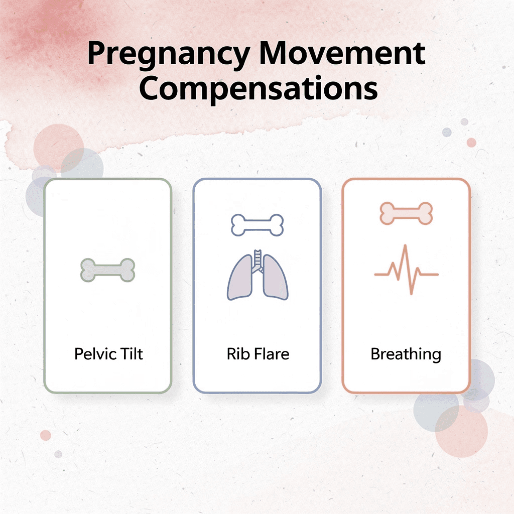 Infographic showing three common pregnancy movement compensations