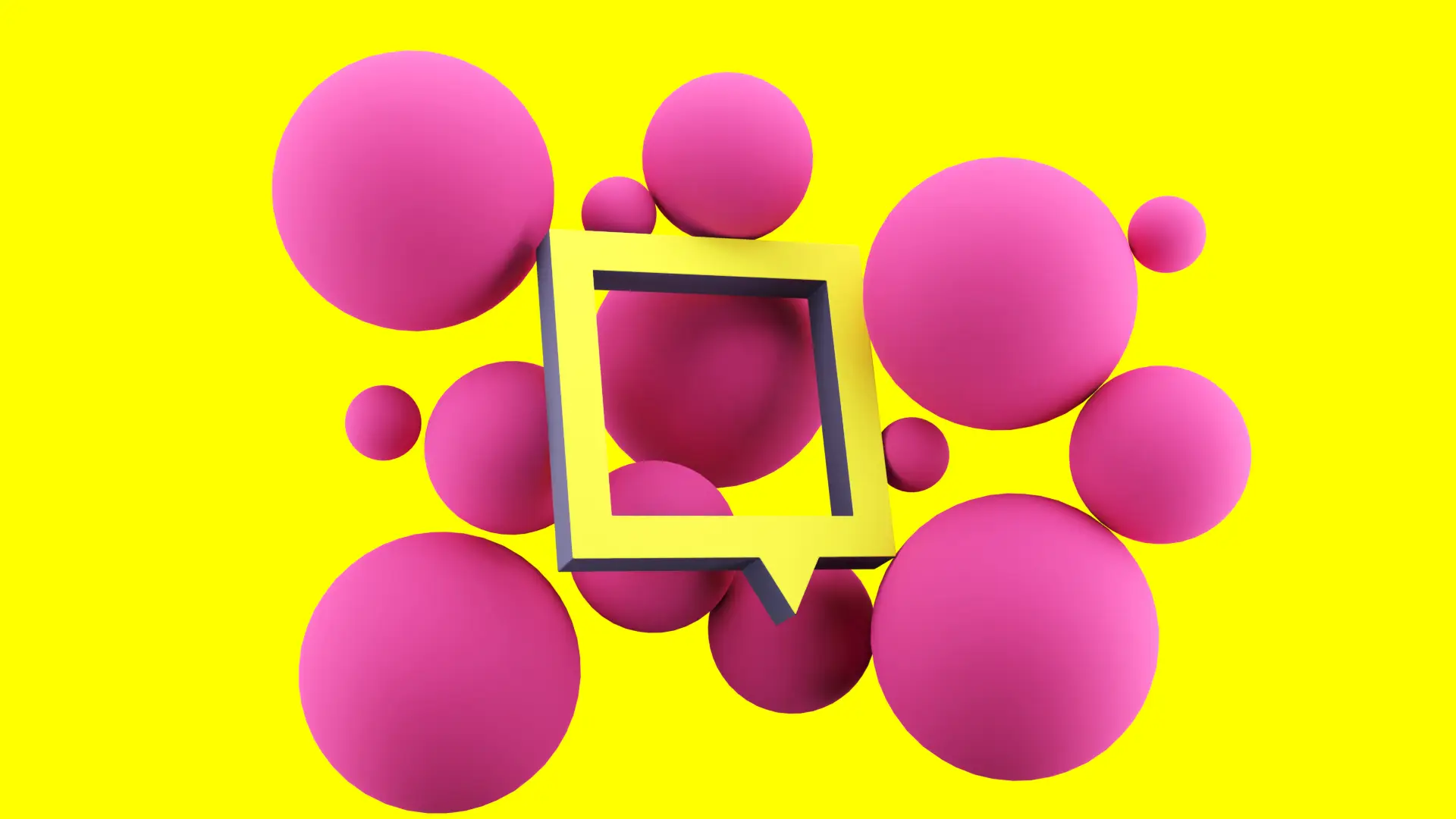 Visual of the EASDGC campaign showing a 3D environment with spheres and the brand logo arranged on a yellow background.