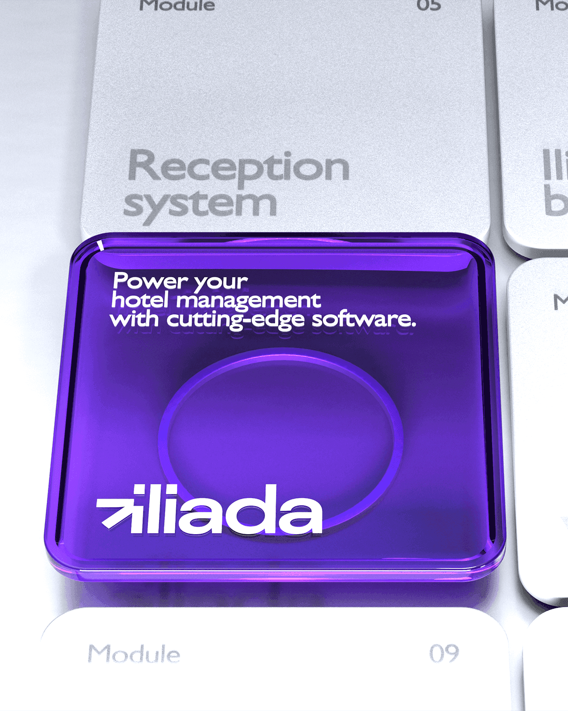 Close-up 3D render of purple tile