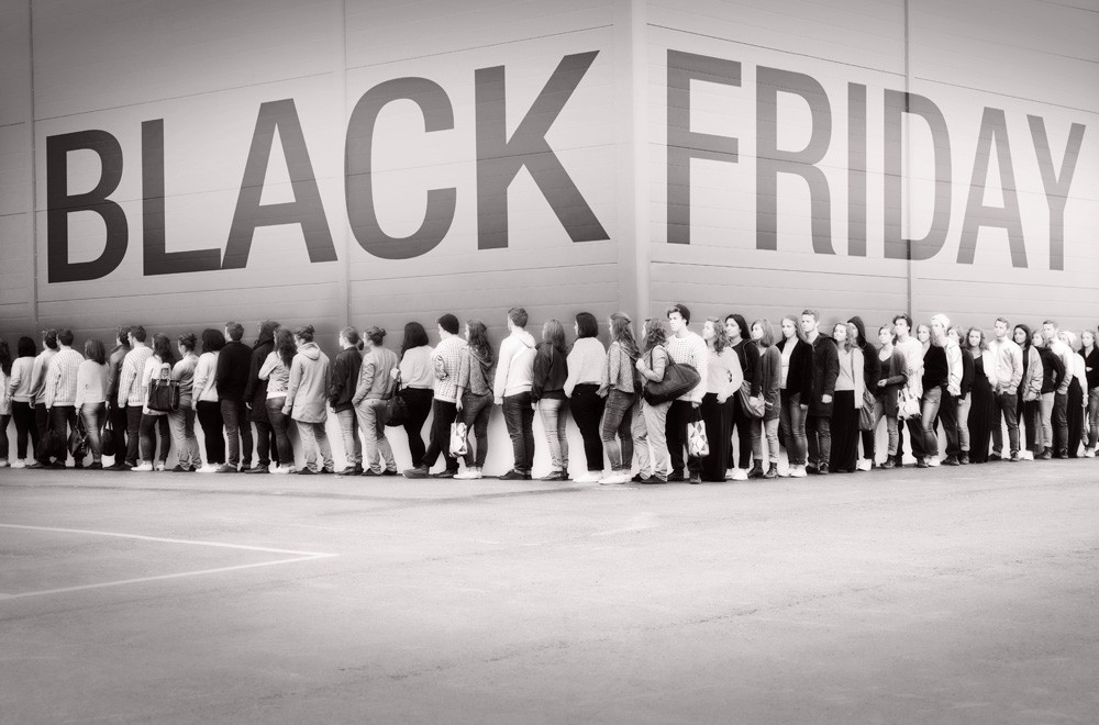 Traditional in-person Black Friday shopping crowds