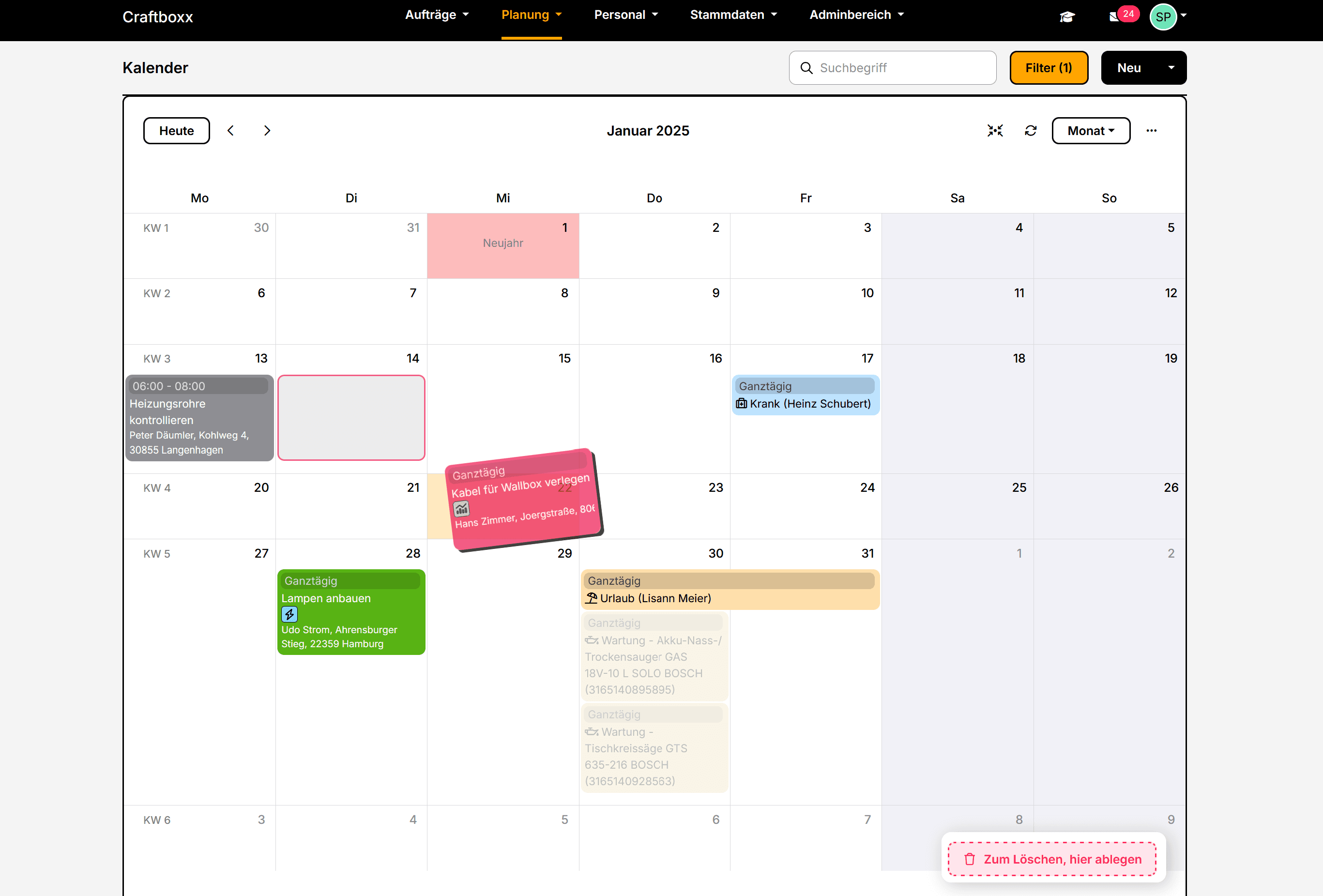 Terminkalender, Terminplaner Handwerk