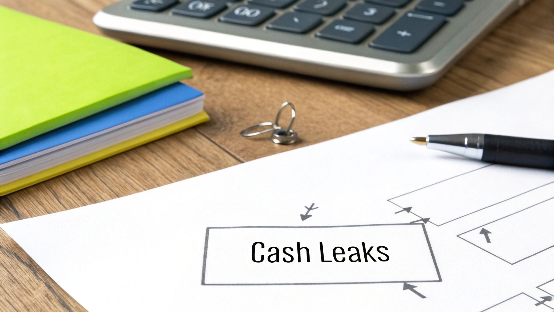 Flowchart showing a flawed accounts receivable process with failure points highlighted.