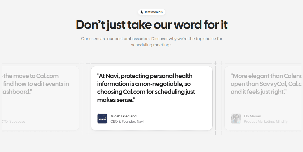 Cal.com Testimonials