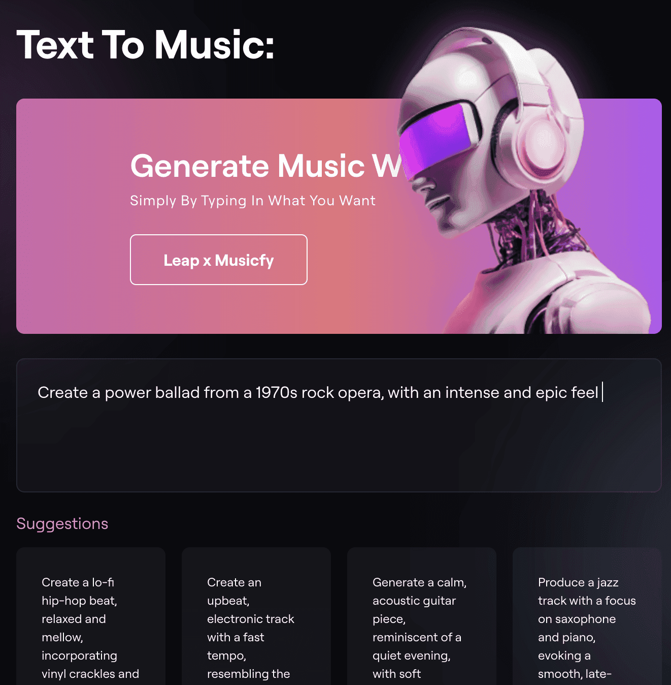 Musicfy text to music feature