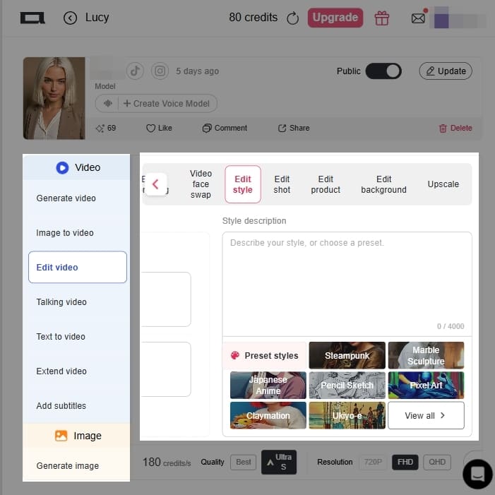 2. Modifier le style : redéfinissez instantanément votre univers de film IA