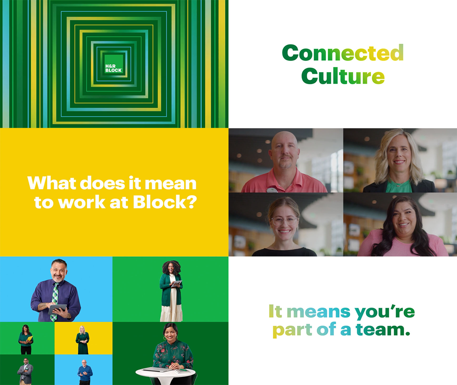 WTADS client H&R Block campaign "Connected Culture" Town Hall moments image grid.