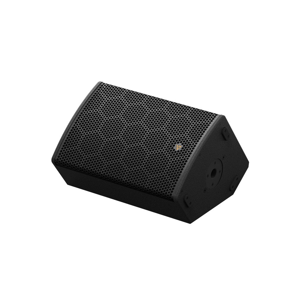 Black speaker with mesh grill and logo