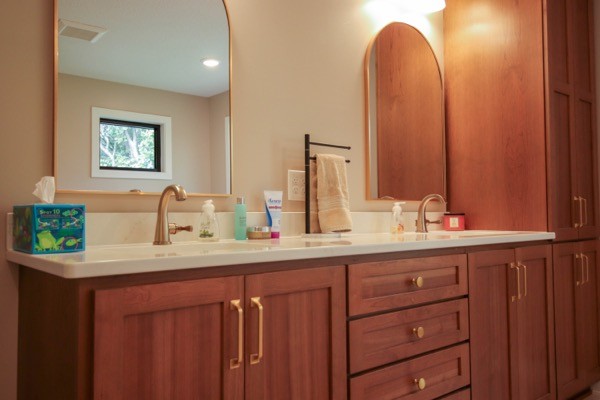His and hers master wood vanity
