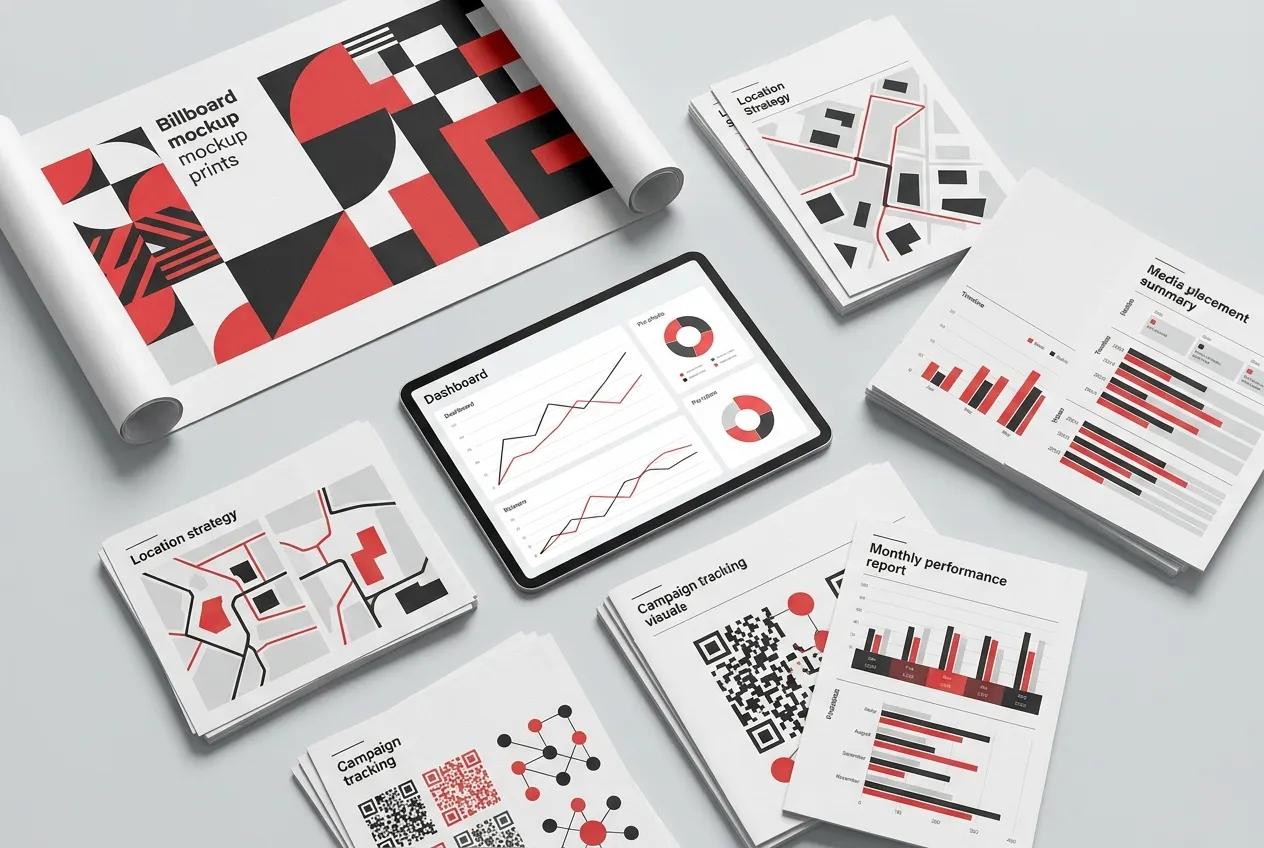 Digital Marketing setup by RockN' Socials on laptop, tablet, and phone.