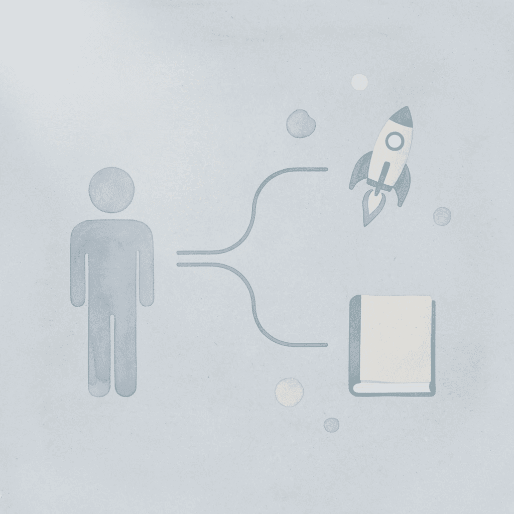 Book icon splitting into scattered elements representing unstructured reading - How to Read Books Faster