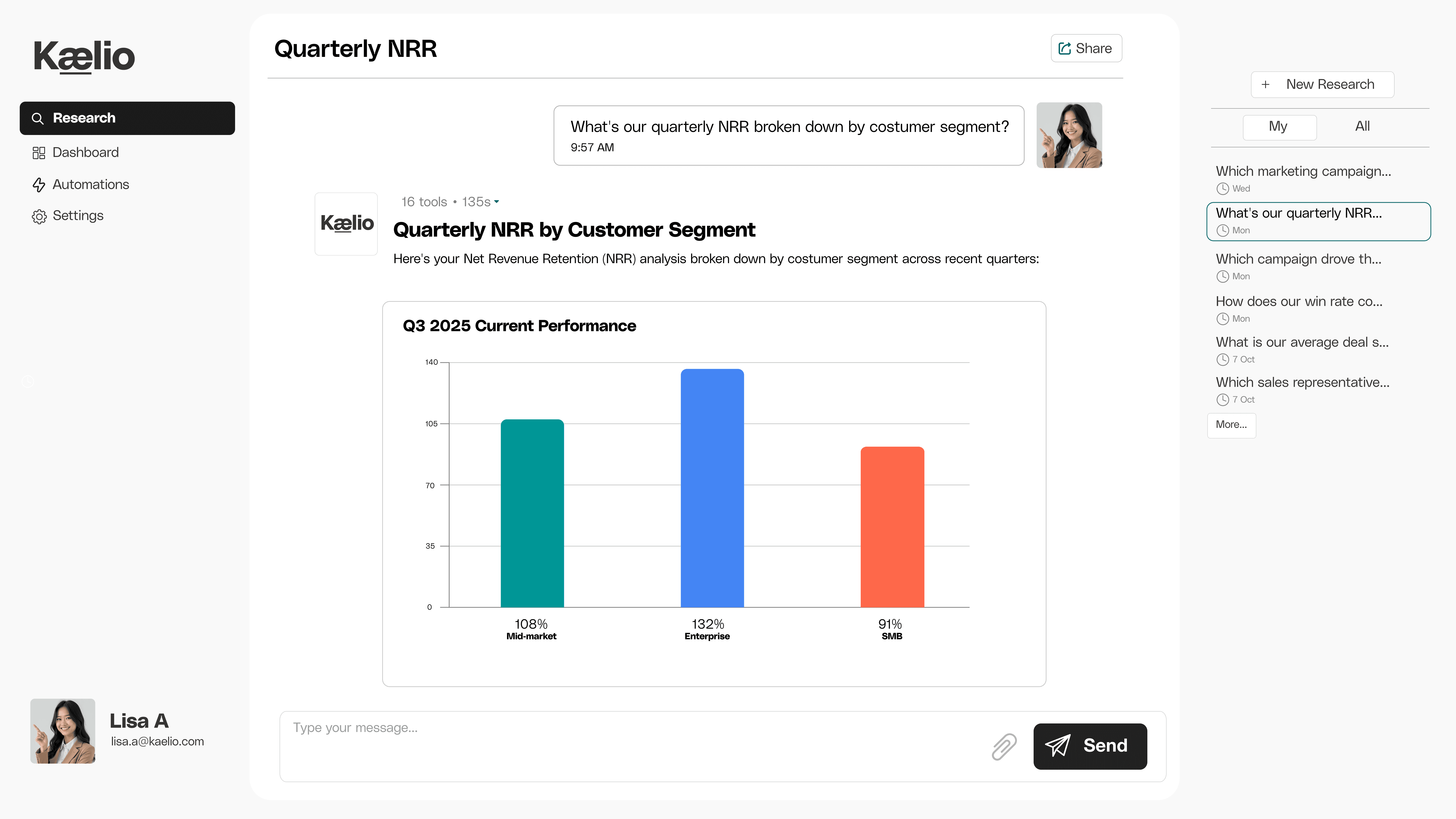 kaelio dashboard ui preview