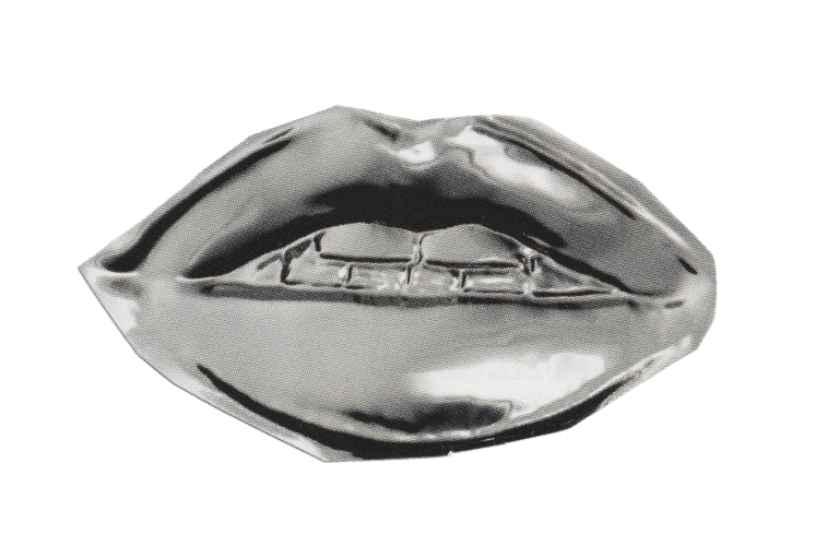 Silver lips collage cutout
