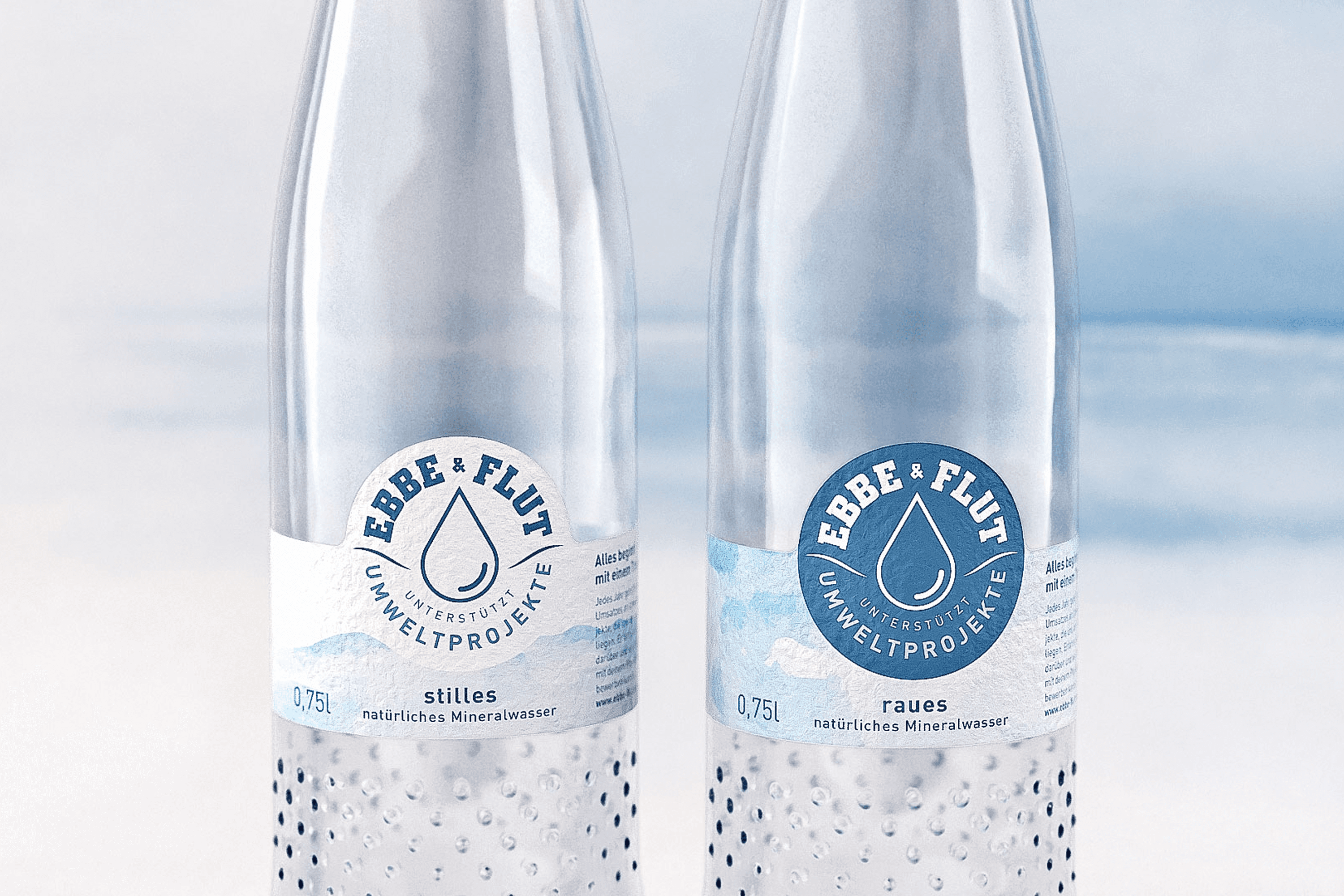 Two bottles of Ebbel & Flut natural mineral water.