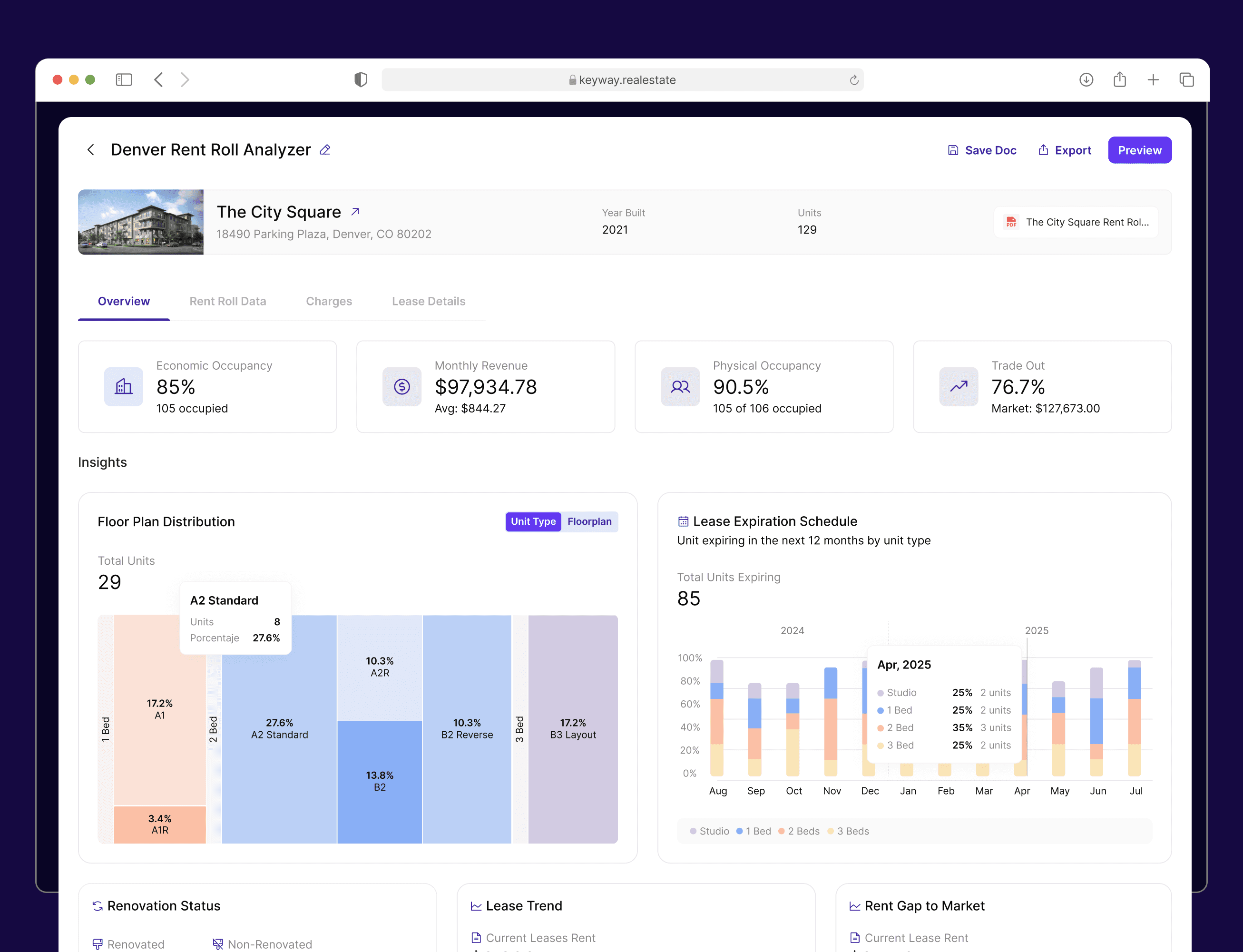 rent roll analyzer screen