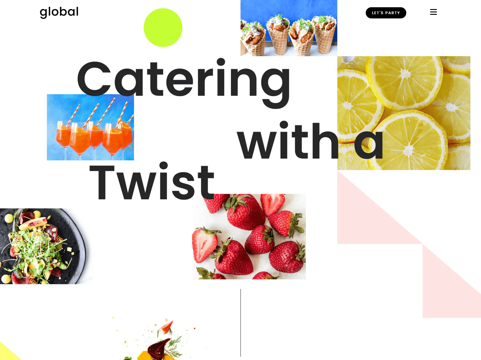 Global Gourmet website design, catering example