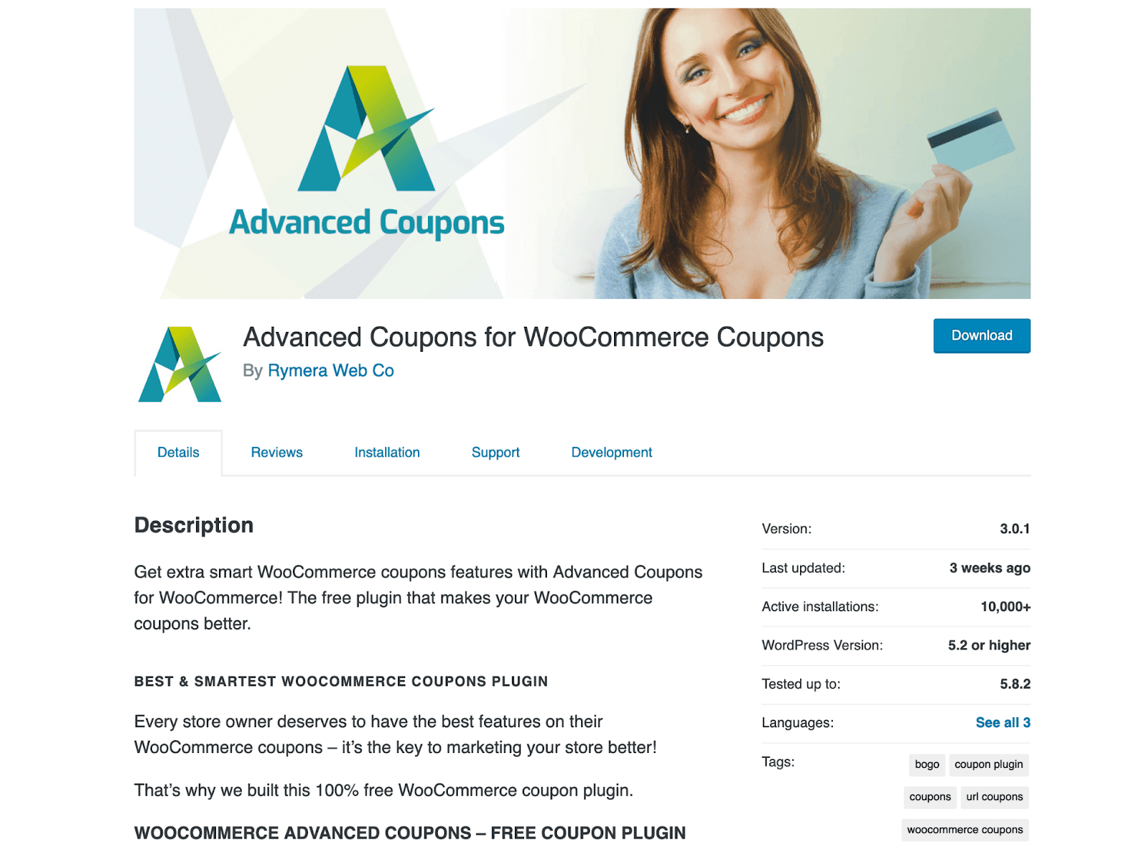 a snapshot of the Advanced Coupons for WooComerce Coupons plugin