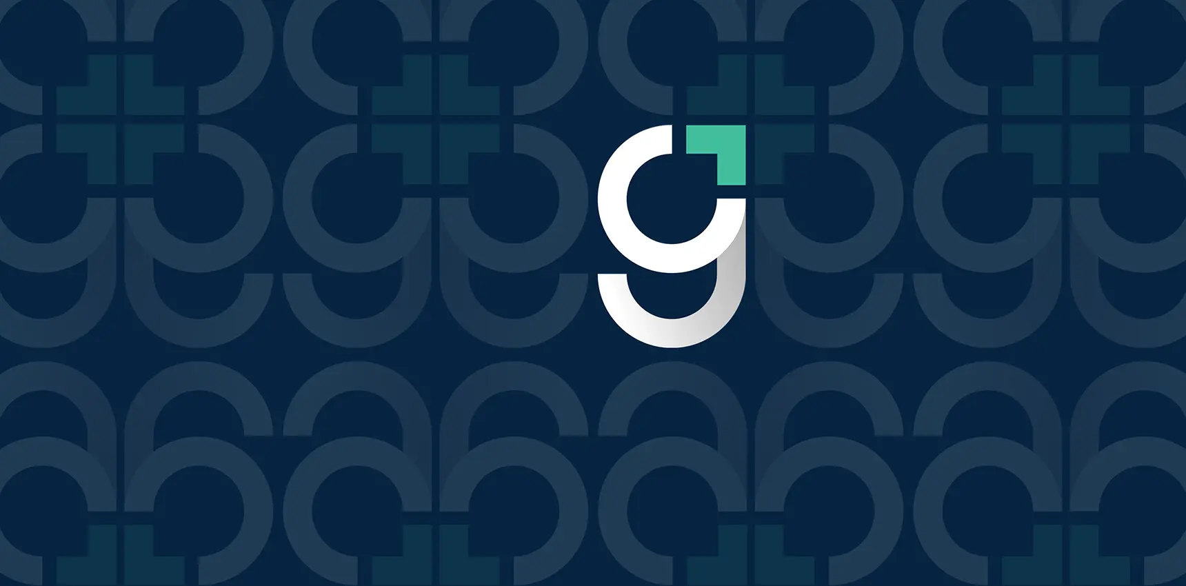 Gradure Admission logo centered on a dark blue geometric pattern made of repeating ‘g’ shapes and plus-like motifs in varying shades of blue.