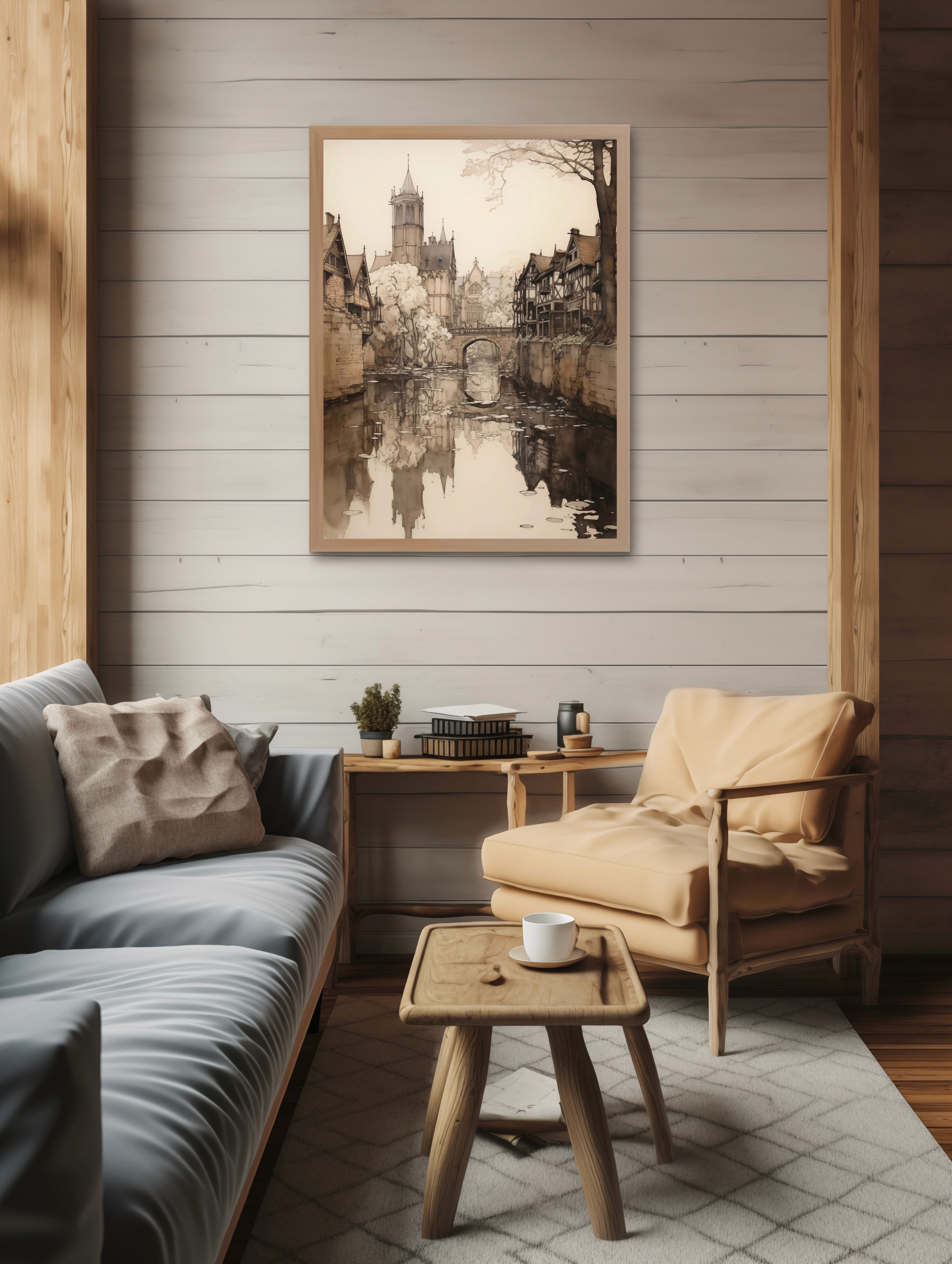 Folk Fable AI product mockup in living room