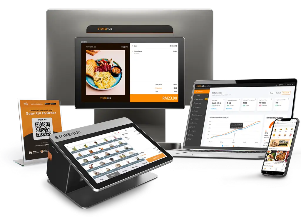 StoreHub all-in-one cloud POS system for Southeast Asian businesses, featuring omnichannel sales tracking and real-time inventory management for retail and F&B.