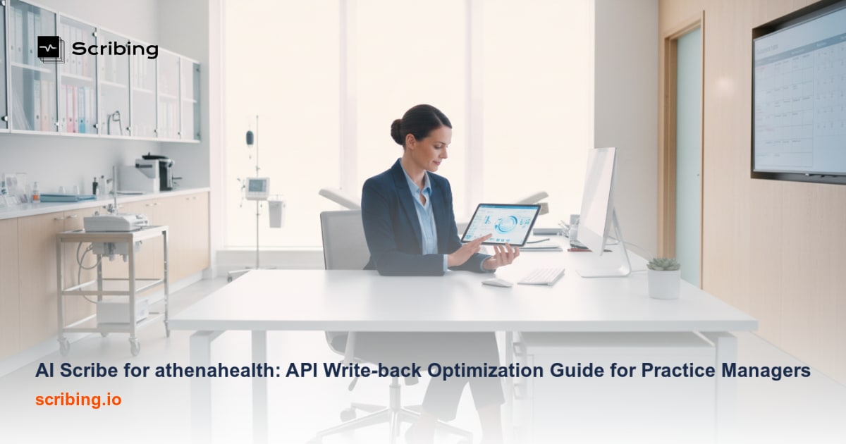 Corporate illustration representing AI scribe technology integrated with Epic EHR clinical documentation workflow