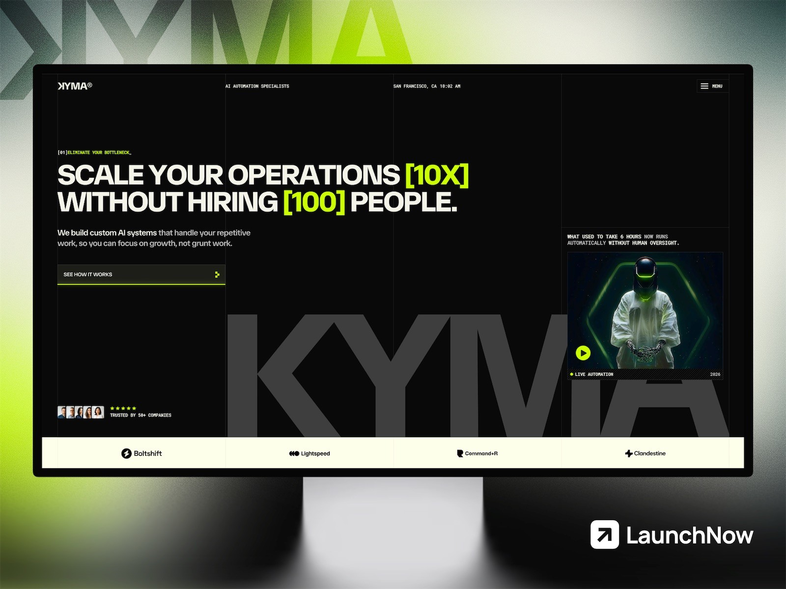 Kyma Framer AI agency template preview