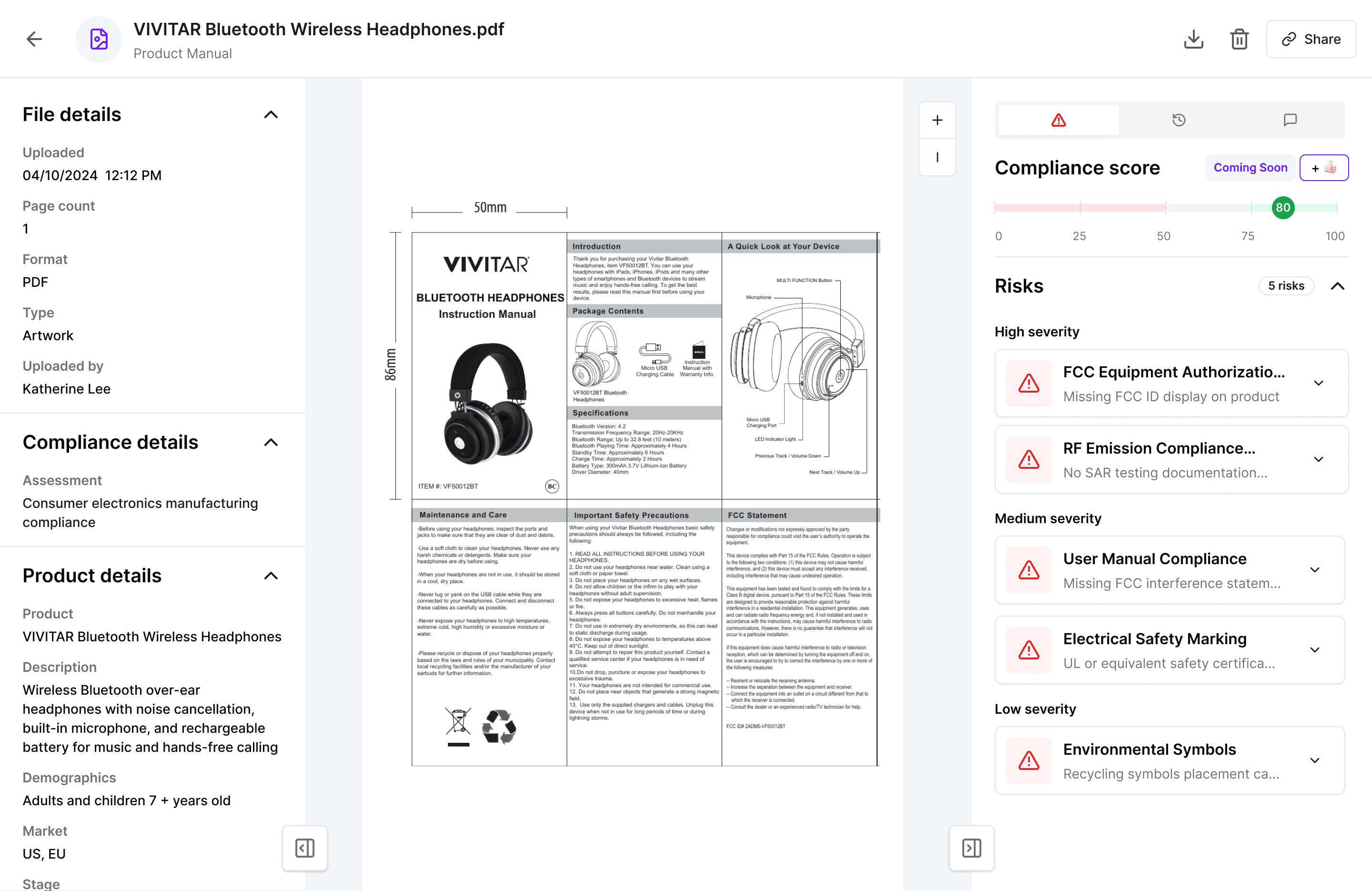 Consumer electronics compliance software   