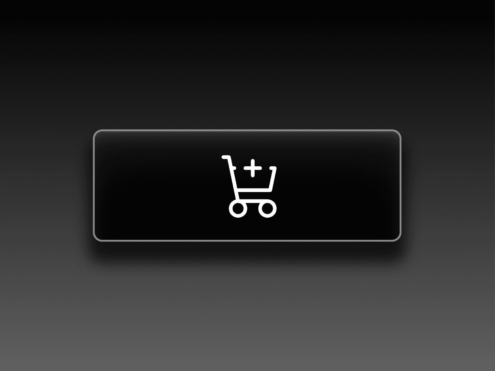 Dark UI add to cart button with soft glow, rounded corners, and a centered white shopping cart icon with a plus sign.
