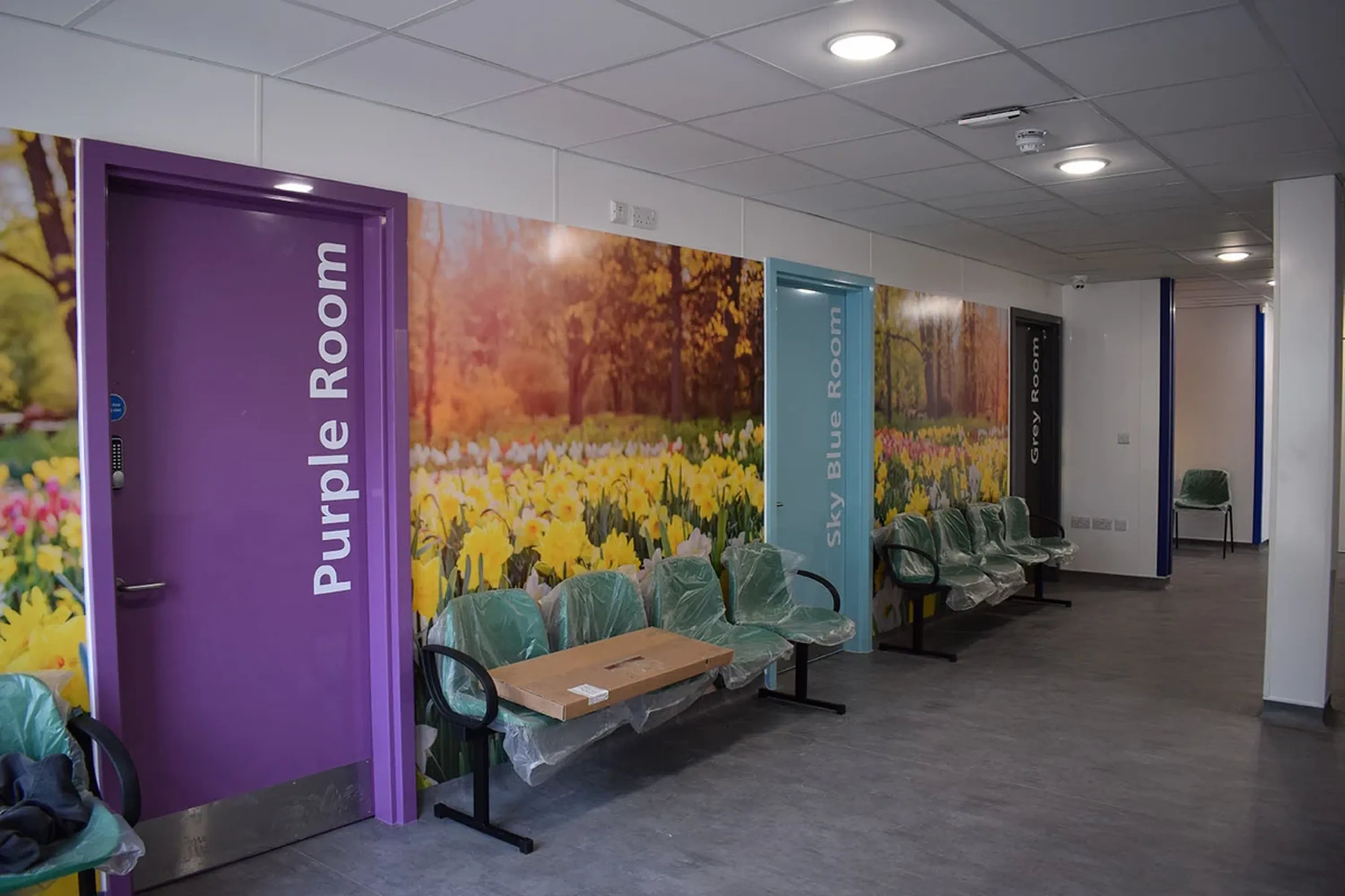 Parkway Health clinic using colour coded Hygidoors and Gallery pvc wall cladding