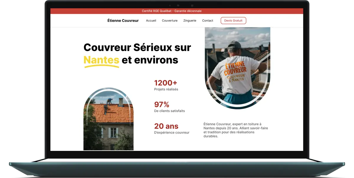 Site internet créé pour un couvreur à Nantes