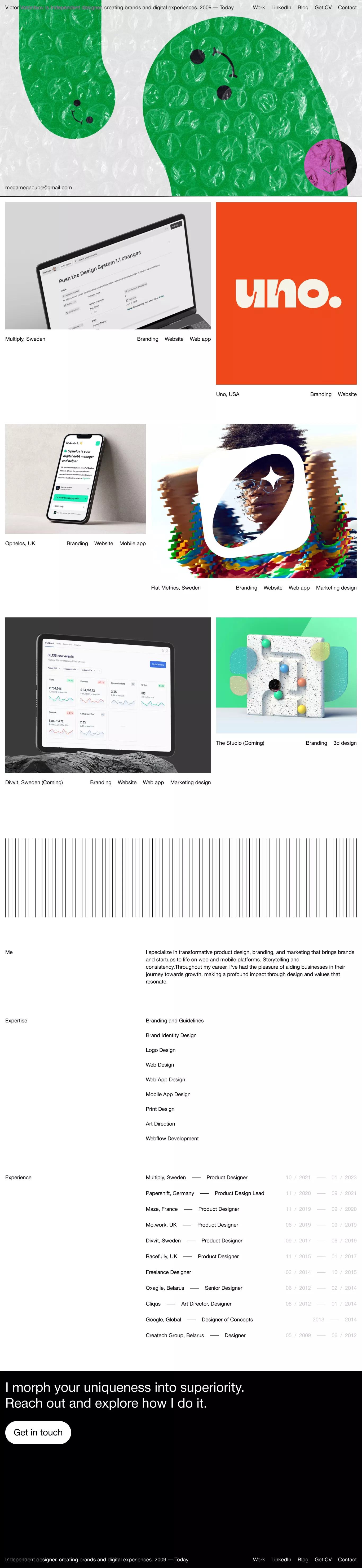 Victor Vorontsov / Product Designer - portfolio page screenshot showcasing Design and Tech design