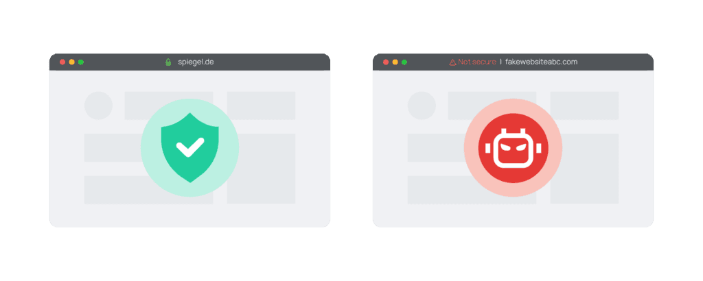 Visualization of domain spoofing showing two webistes.