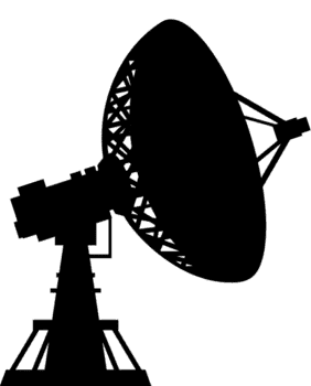 Parabole gauche décorative qui capte les ondes projeté par le bouton call to action