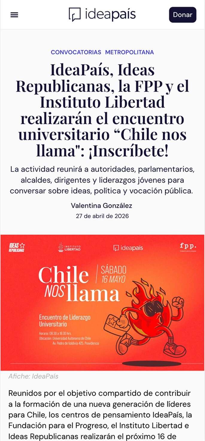 Diseño web mobile Ideapais sección Lo Último vista noticia
