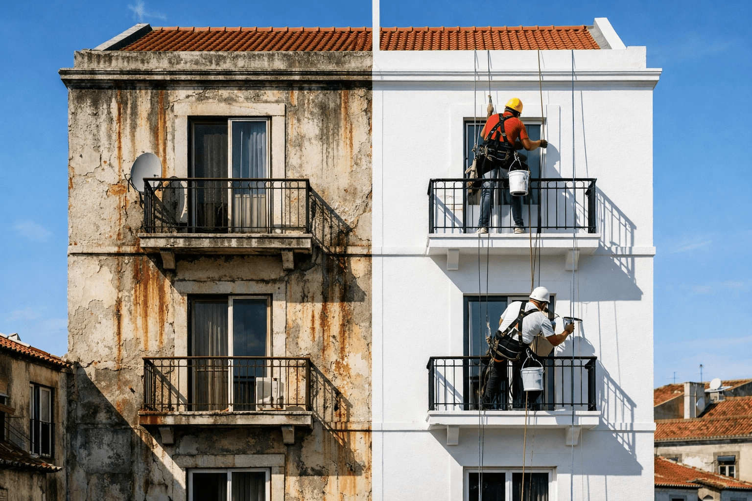 edifício antes e depois 