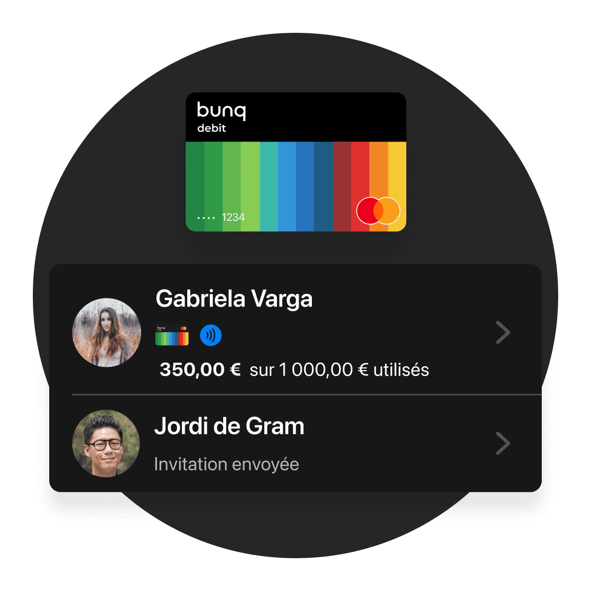 L'image montre une barre dégradée en couleurs en haut avec deux commentaires d'utilisateurs en dessous.