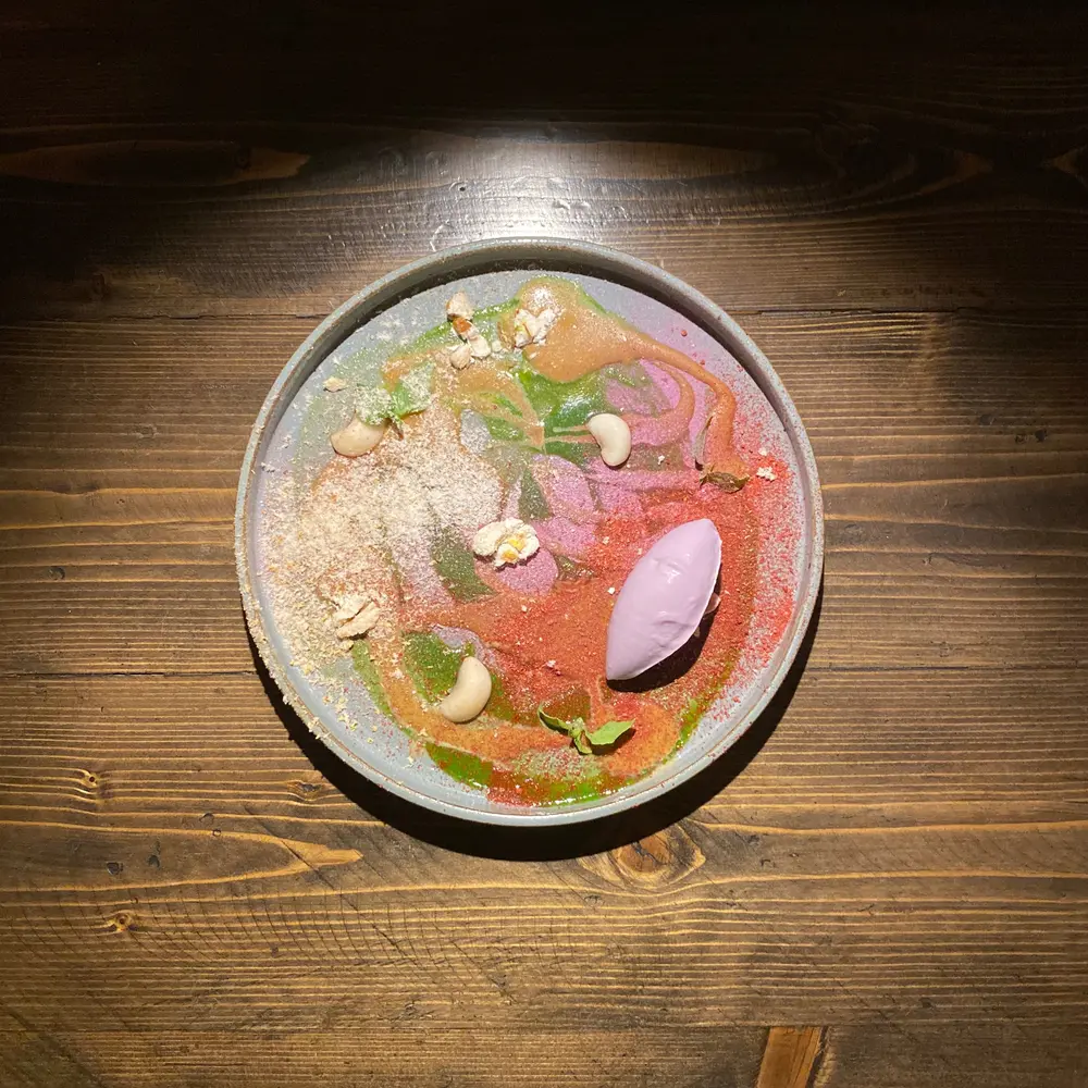 Purple Yam Ice Cream, Mangosteen, Lemon Basil