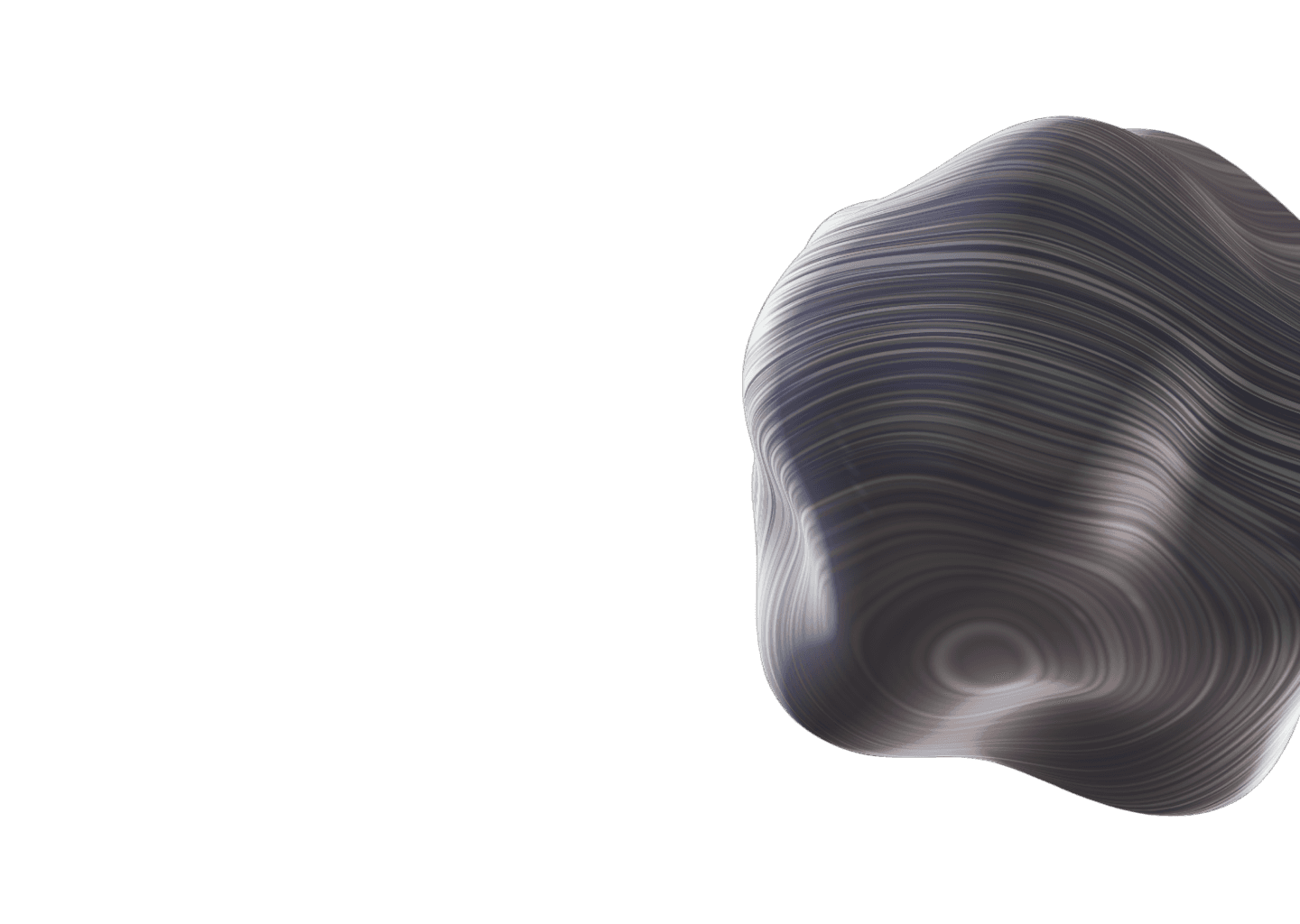 A fluid, organic 3D shape animation floating in a dark space, reflecting a futuristic and dynamic aesthetic.