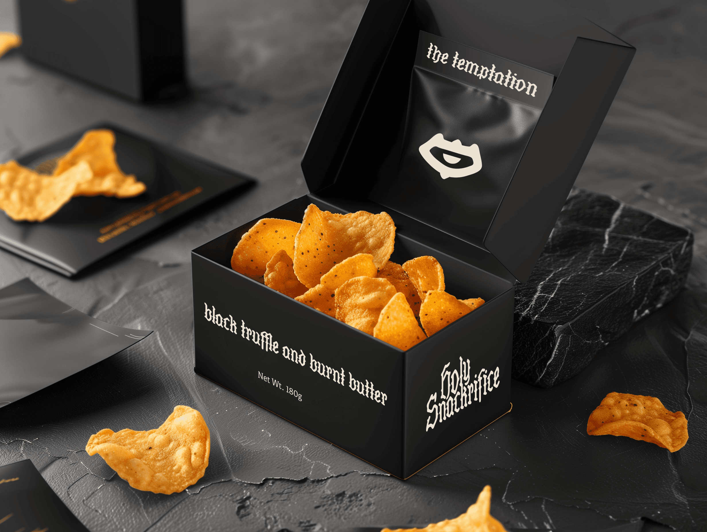 Gift box with additional spice satchet glued to lid.